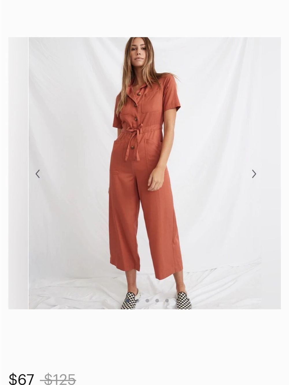 Marine Layer Rust Short-Sleeve Utility Jumpsuit